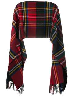 Comme Des Garçons Shirt check wool poncho scarf