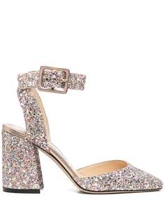 Jimmy Choo Jinn 85 glittered sandals