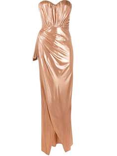 Elisabetta Franchi metallic draped gown