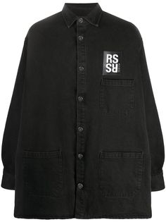 Raf Simons logo patch denim shirt jacket