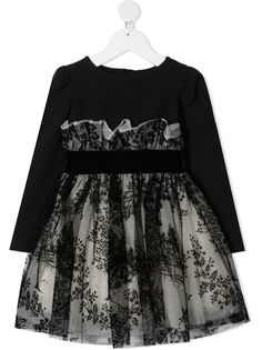 Monnalisa high waisted tulle overlay dress