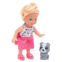 Кукла в наборе с фигуркой животного Игруша серая собачка 11 см