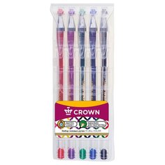 CROWN Набор гелевых ручек Hi-Jell Color, 0.35 мм, 5 шт