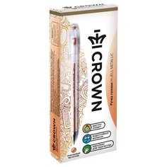 CROWN Набор гелевых ручек Hi-Jell Metallic, 12 шт, 0.5 мм, оранжевый металлик цвет чернил