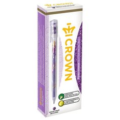 CROWN Набор гелевых ручек Glitter Metal Jell с блестками, 1.0 мм, 12 шт, фиолетовый цвет чернил