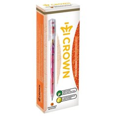 CROWN Набор гелевых ручек Glitter Metal Jell с блестками, 1.0 мм, 12 шт, оранжевый цвет чернил