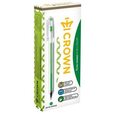 CROWN Набор гелевых ручек Hi-Jell Color, 0.7 мм, 12 шт, светло-зеленый цвет чернил