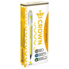 CROWN Набор гелевых ручек Hi-Jell Color, 0.7 мм, 12 шт, желтый цвет чернил