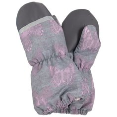 Варежки KERRY Snow K20175 (бабочки) размер 4, розовые бабочки на сером