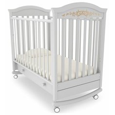 Кроватка Гандылян Даниэль Люкс (колесо) (качалка), на полозьях белая ночь