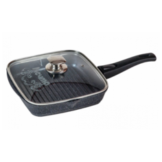 Сковорода-гриль Мечта Гранит 24х24 см со съемной ручкой и крышкой с крышкой, съемная ручка, гранит
