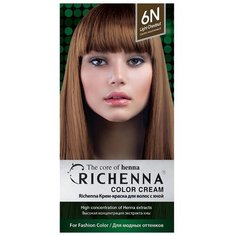 Richenna Крем-краска для волос с хной, 6N light chestnut