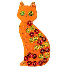 Клеvер Набор для вышивания бисером и пайетками Яркий патч Яркая кошка 9 х 4,5 см (АФ 10-065) Клевер