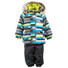 Комплект с полукомбинезоном KERRY Frank K18418 размер 98, 3300 серо-зеленый в полоску