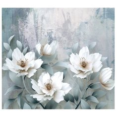 Фотообои флизелиновые Design Studio 3D Благородные белые цветы 3х2.7м серый/белый