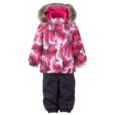 Комплект с полукомбинезоном KERRY Minni K20413 (02677/03817/01877) размер 98, красный/фиолетовый