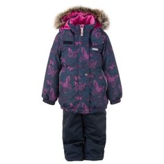 Комплект с полукомбинезоном KERRY размер 92, фуксия бабочки на синем