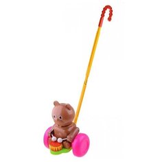 Каталка-игрушка Форма Мишка-барабанщик (С-76-Ф) со звуковыми эффектами коричневый