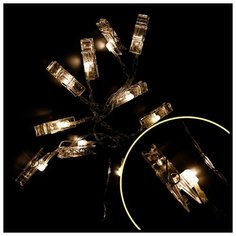 Гирлянда Волшебная страна Прищепки 185 см, 10 ламп, теплый белый/прозрачный провод