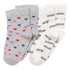 Носки artie комплект из 2 пар, размер 11-12, молочный/светло-серый меланж