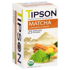 Чай зеленый Tipson Matcha cinnamon & ginger в пакетиках, 25 шт.