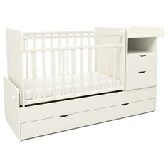 Кроватка SWEET BABY Valentino (трансформер), поперечный маятник белый