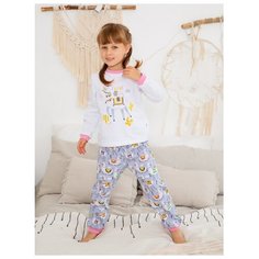 Пижама Веселый Малыш размер 104, белый/серый/розовый