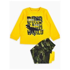 Пижама Веселый Малыш размер 104, желтый/темно-зеленый