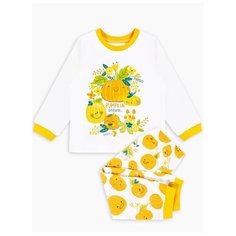 Пижама Веселый Малыш размер 128, белый/оранжевый