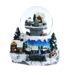 Сувенир музыкальный вращающийся Sinowish шар новогодняя деревня (8 песен)