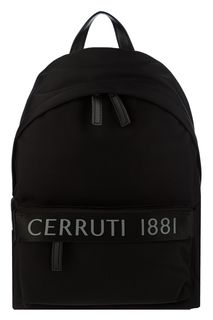 Черный текстильный рюкзак с логотипом бренда Cerruti 1881