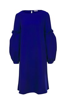Синее платье средней длины с объемными рукавами Argent