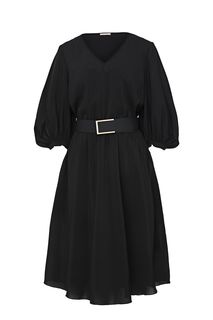 Черное платье средней длины с расклешенной юбкой Argent
