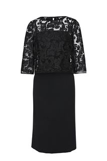 Облегающее черное платье с кружевной блузой Argent