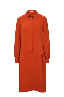 Оранжевое платье средней длины с застежкой на пуговицы Argent