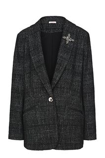 Серый полушерстяной пиджак с отделкой бисером Argent