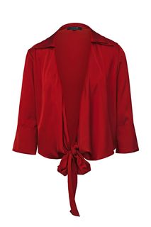 Короткая атласная блуза терракотового цвета Mondigo