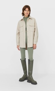 Stradivarius Трикотажная Куртка Оверсайз Женская Коллекция Цвет Небеленого Полотна Xs