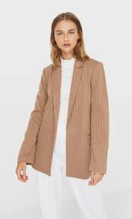 Stradivarius Открытый Пиджак В Клетку Женская Коллекция Пестро-Бежевый S