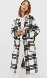 Stradivarius Пальто Из Трикотажа В Клетку Женская Коллекция Ванильный L