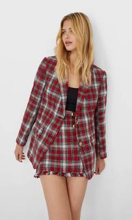 Stradivarius Пиджак В Клетку Женская Коллекция Красный L