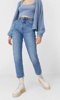 Stradivarius Джинсы Mom Fit Женская Коллекция Темный Деним 36