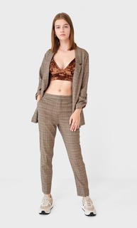 Stradivarius Вечерние Брюки Из Эластичной Ткани Женская Коллекция Коричневый S
