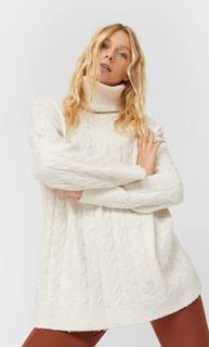 Stradivarius Свитер Оверсайз С Высоким Воротником Женская Коллекция Цвет Камня Xs
