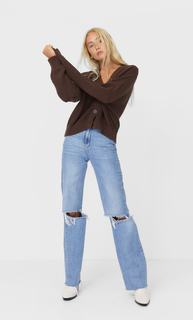 Stradivarius Кардиган Со Спущенными Плечевыми Швами Женская Коллекция Коричневый S