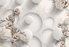 Фотообои 3D Divino Decor Бежевые цветы 400х270