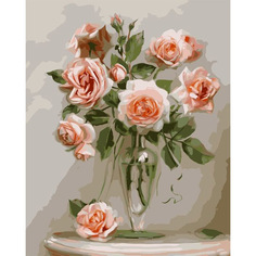 Картина по номерам на холсте 40*50 см Colibri "Розы на мраморном столике" (VA-0641)