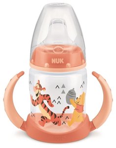 Бутылочка NUK FC+ Дисней Винни розовая с силиконовой насадкой и ручками, 150 мл