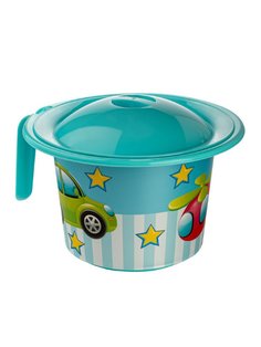 Горшок детский ElfPlast Кроха с крышкой и декором, бирюзовый