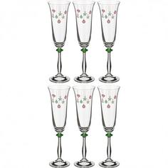 Набор бокалов для шампанского Bohemia Crystal, Елочные игрушки, 190 мл, 6 шт